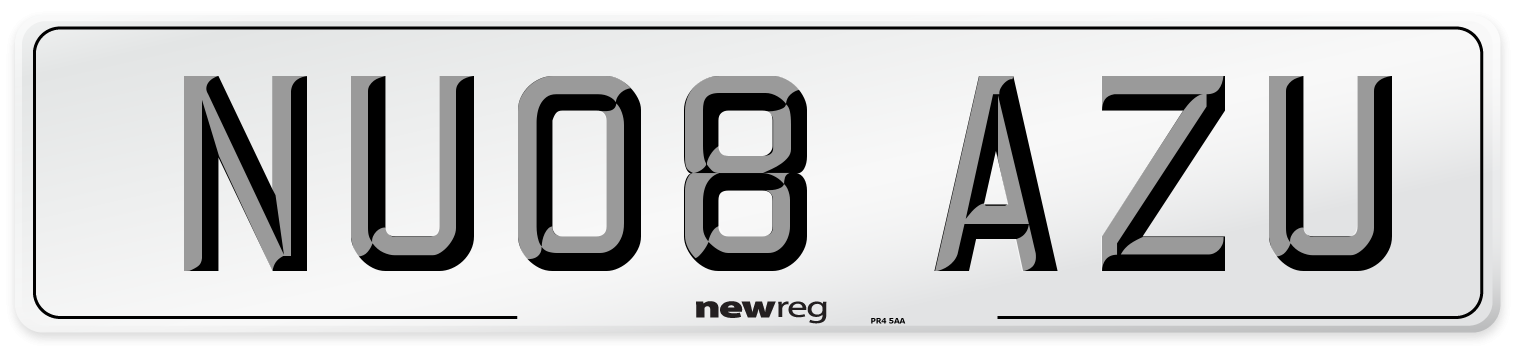 NU08 AZU Number Plate from New Reg